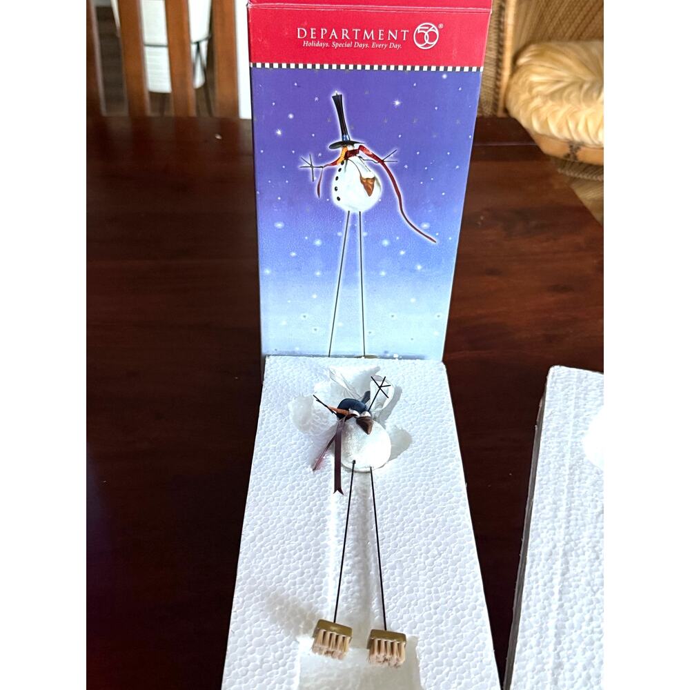 Department 56 Christmas Snowman with broom feet ornament in box